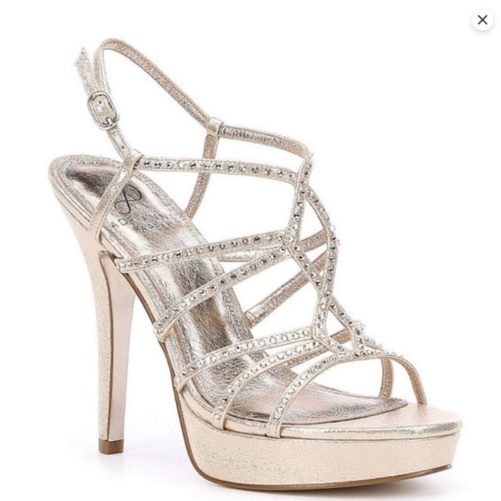 ADRIANNA PAPELL - Miranda Rhinestone Sandals - Gold, Size 10